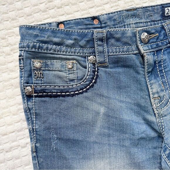 Miss Me Womens Size 29 Signature Rise Boot Cut Jeans Embellished Back Pockets - Picture 4 of 14
